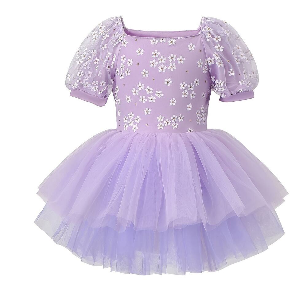 Girls Lavender Ballet Tutu Dress 120cm (Girls 6/7) Floral Leotard Dance